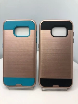 Funda híbrida dorada rosa con estilo cepillado para Samsung Galaxy S7 Edge G935 Foto 1 de 4