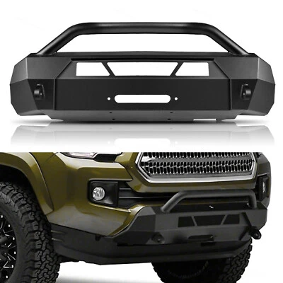 For Toyota Tacoma 2016-2023 Front Hidden Winch Bumper Guard Bull Bar Steel Foto 1 de 4