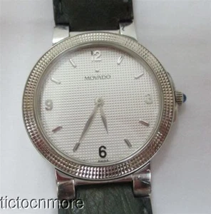 RETRO MOVADO VIZIO WATCH 84.A2.891 TEXTURED BEZEL/ SILVER PATTERNED DIAL - Picture 1 of 10