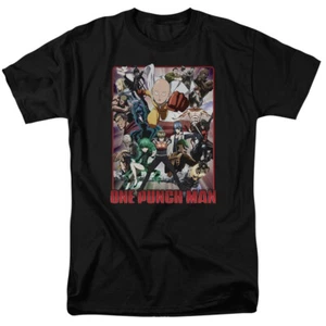 T-shirt uomo One-Punch Cast of Characters da uomo prodotto cartone animato con licenza nero - Foto 1 di 2