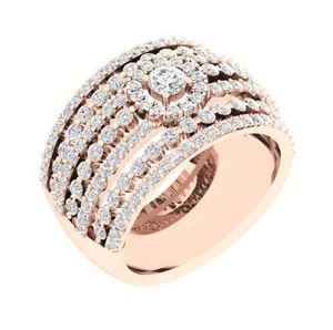 VVS F 2.10 Ct Halo Solitaire Wedding Ring Round Lab Grown Diamond 10K Rose Gold - Picture 1 of 13
