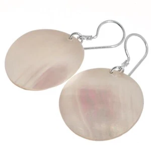 925 Silver Round Genuine Irridescent Silver-tone Nautilus Shell Earrings, 1" - Picture 1 of 3