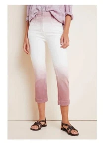 Anthropologie Pilcro High Rise Rose & White Ombré Tie Dip Dye Ankle Jeans 28 - Picture 1 of 8