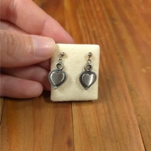 Vintage Pewter Heart Earrings Made In Sweden Stud Back - Picture 1 of 2