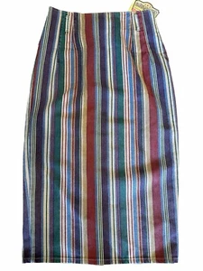 American Heartland vintage denim striped cowgirl midi skirt 90’s sz 12 western - Picture 1 of 6
