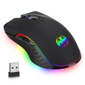 Gaming Mouse Wireless USB Rechargeable 7 Color LED Backlight Optical Mice for PC - Picture 1 of 8