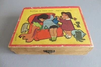 ancien Jeu de cubes bois signé Jeanbachets - Photo 1/4