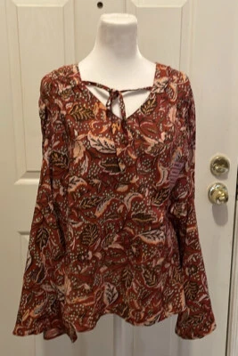 Blusa Jessica Simpson Boho Manga Campana 19” P2P 27” Longitud Pequeña Original $39 Foto 1 de 4