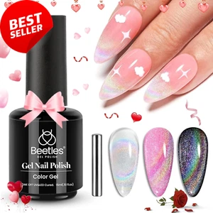 Beetles 15ML 9D Cat Eye Gel Nail Polish Rainbow Holographic Magnetic Soak Off UV - Picture 1 of 12