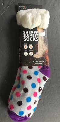 NWT Heat Trendz Sherpa Slumber Socks 1 Size Fits All Multicolor Polkadot ￼Unisex - Image 1 of 4