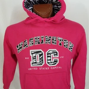 Washington DC Capital Pink Embroidered Sweatshirt Hoodie Cotton Blend Small - Picture 1 of 6