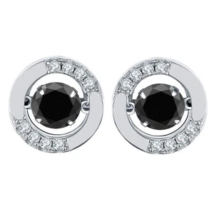 3.75 Carat Round Cut Natural Jet Black Diamond Women's Studs In 14KT White Gold - Picture 1 of 1