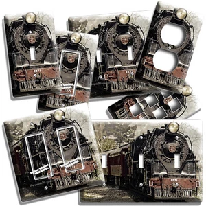 STEAM ENGINE TRAIN OLD RAILROAD LOCOMOTIVE LIGHT SWITCH OUTLET PLATES ROOM DECOR - Picture 1 of 34