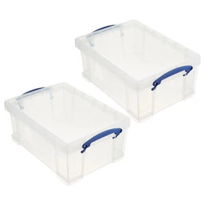 Really Useful Box 9L Storage Container with Snap Lid & Clip Lock Handle (2 Pack) - Picture 1 of 10