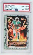 TYREEK HILL Dolphins Signed Panini Hot Routes Football Card + PSA Auto