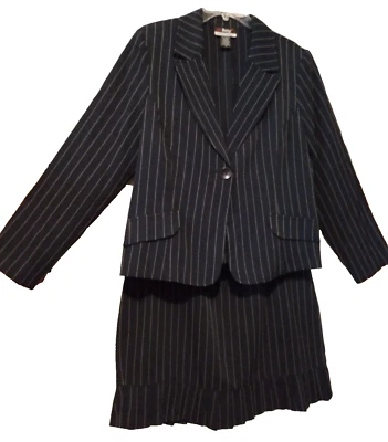 Mujer Talla 16 TRACY EVANS Azul Marino Rayas 2 Piezas Falda Traje~ Sin Forro Foto 1 de 4