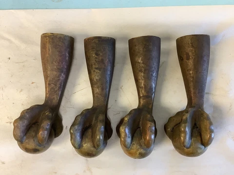 Piano Stool/Table Claw and Ball Brass Feet 4 Pcs 4 1/2” H Cover