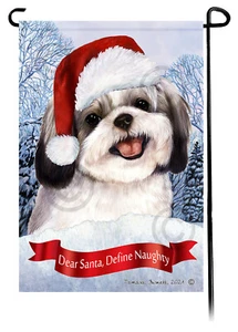 Querido Santa, Define Bandera de Jardín Travieso - Shih Tzu Plateado y Blanco 128C - Imagen 1 de 1