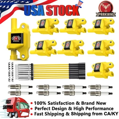 8 Ignition Coil + Spark Plug + Wire For Chevy Silverado Tahoe GMC 5.3L 6.0L 6.2L Foto 1 de 4