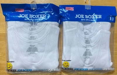 Joe Boxer Solid White Boys  3PK A-Shorts Size S 4-6 Under Shirts - 6 Shirts- NEW - Image 1 of 4