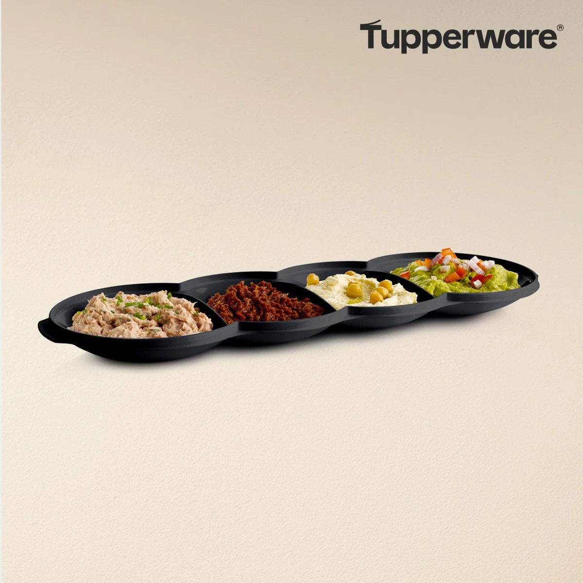 Tupperware Allegra Servierschale Servierquartett Perle Weiß/Silber + Snackbox - Mehrteiliges Servierset