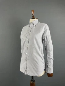 Aquascutum London Mens Button Down Shirt Size 38 White &Gray Striped Long Sleeve - Picture 1 of 11