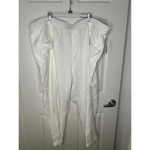 Old Navy Women's Linen Blend Elastic Waist Drawstring Pants Ivory NEW ~ Size 4X - Picture 1 of 4