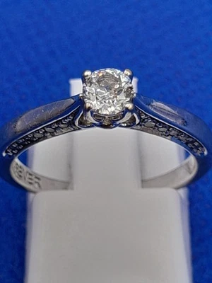 H Samuels 0.40CT FOREVER DIAMOND 18CT White Gold Ring Sz L.5 / M 3.5g Box & Cert - Image 1 of 4