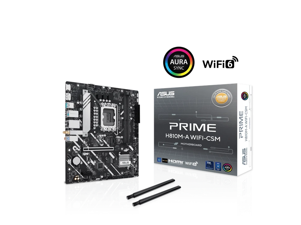 ASUS PRIME H810M-A WIFI-CSM Intel H810 LGA 1851 mATX motherboard, 6+1+1+1 - Image 1 of 4