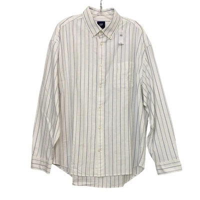 GAP The BIG Shirt Oxford Men's Size L White Blue Stripe Button Down Casual - Image 1 of 4
