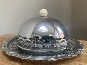 Vintage silver plated Dome top butter dish, with glass liner Afternoon Tea VGC - Picture 1 of 10
