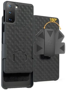 Noir Stand Étui Et Clip Ceinture Holster pour Samsung Galaxy S21 Plus, S21 + - Photo 1 sur 10