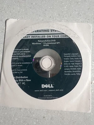 GENUINE ORIGINAL Microsoft Windows 7 Professional SP1 64-bit DVD DELL DISC ONLY - Image 1 of 2