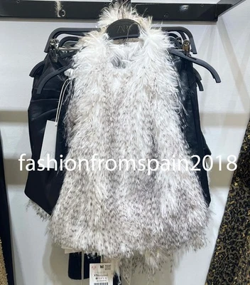 ZARA NEW WOMAN FAUX FUR HALTER TOP OPEN-BACK ECRU MARL XS-XL  9513/604/082 - Image 1 of 2