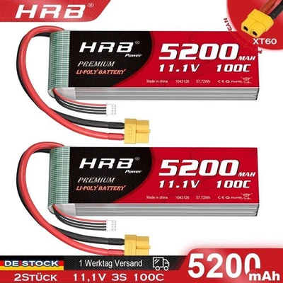 2 Stück 11,1V 5200mAh 3S XT60 LiPo Akku für RC Flugzeug Hubschrauber Auto FPV - Bild 1 von 4