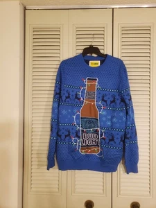 Tipsy Elves Men's Bud Light Beer Light Up Ugly Christmas Lights Crew Sweater L - Picture 1 of 8
