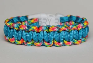 550 Paracord Survival Bracelet Slim - Birthday Cake & Light Blue - White Buckle - Picture 1 of 1