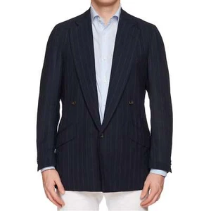 RUBINACCI LH Handmade Bespoke Blue Striped Mohair 1 Button Jacket EU 50 US 40 - Picture 1 of 9