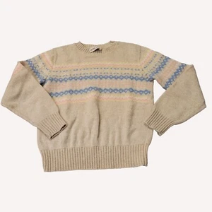 Vtg Dexter Simon Beige Fair Isle Sweater Sz M Wool/Acrylic Blend Made In USA - Picture 1 of 6