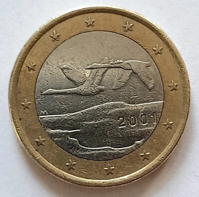 UNIQUE Finland RARE 1 Euro 2001 Major Obverse Cud Error Mint Flaw Collector Gem - Image 1 of 4