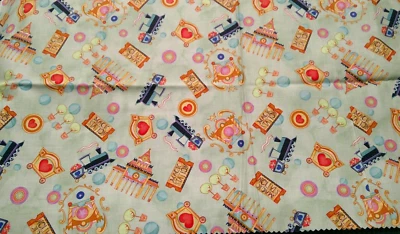 Tela Gallo Rojo "Estación Mágica" Big Top Billete de Tren Corazones $2.25 Foto 1 de 4