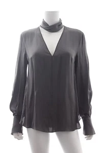 Brunello Cucinelli Bluse Monili-Besatz Cutout Seide-Satin / Grau / UVP - Bild 1 von 8