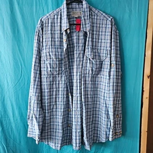 Duluth Trading Shirt Mens Large Blue Plaid Button Down Long Sleeve Casual - Picture 1 of 3