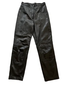 Mixit Women's Buttery Soft Leather Pants Black Straight Leg Lined Size 10 28X30 - Picture 1 of 8
