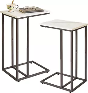 Side Table Small End Table C Shaped, Slide under Laptop Desk for Couch, Living R - Picture 1 of 6