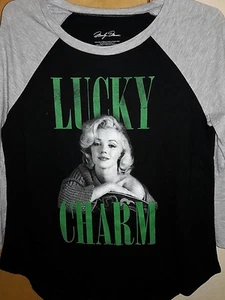 NUEVO SIN ETIQUETAS Camisa Junior Niñas Marilyn Monroe Lucky Charm 3/4 Largo Mediana 7/9 St Pat - Imagen 1 de 5