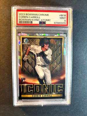 2023 Bowman Chrome Bowman iconic-atomic #B118 Corbin Carroll #'d/150 PSA 9 - Image 1 of 2