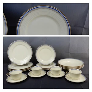 20 Pieces 5-Piece 4 Place Eamag Schönwald Bavaria Gold and Cobalt Blue Rim - Picture 1 of 10