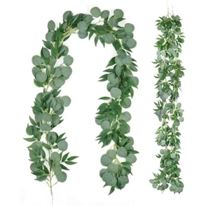 Fake Artificial Eucalyptus Garland Wreath Greenery Leaf Vine Wedding Plant Decor - Picture 1 of 9
