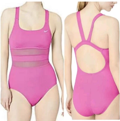 Nike Hot Rosa Malla Rayas Una Pieza Traje De Baño Para Mujer Talla Grande Nuevo Con Etiquetas Foto 1 de 4